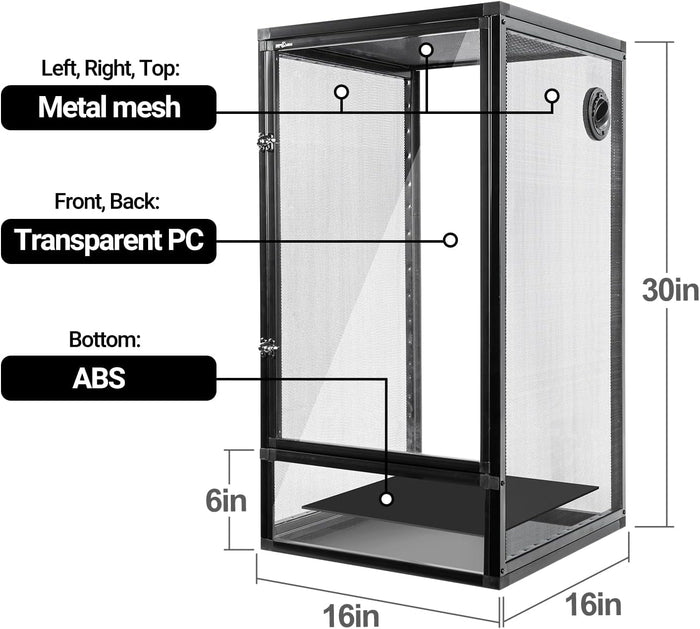 34 Gal Reptile Cage Screen Terrarium Front Opening 2 Sizes