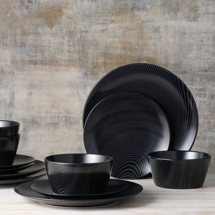 Black on Black Dune 12pc Dinner Set