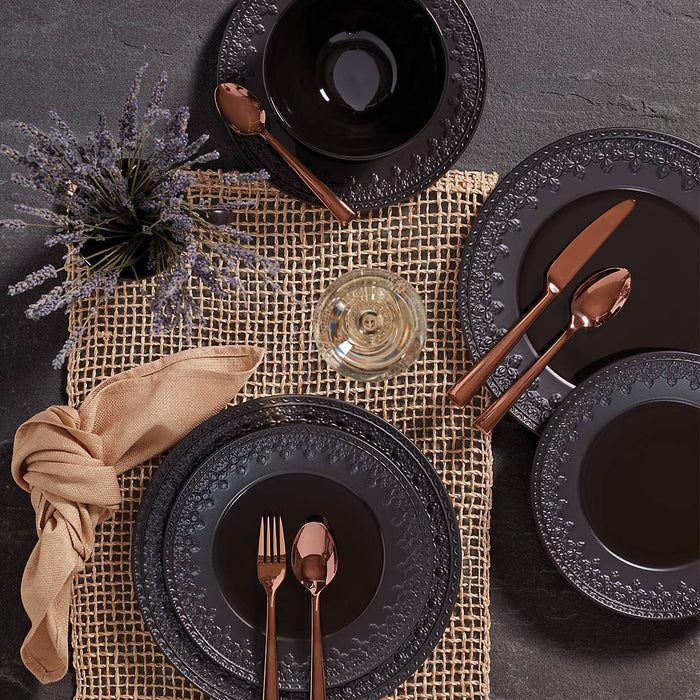 Chelse Muse Fleur Matte Black 4-Piece Bowl Set