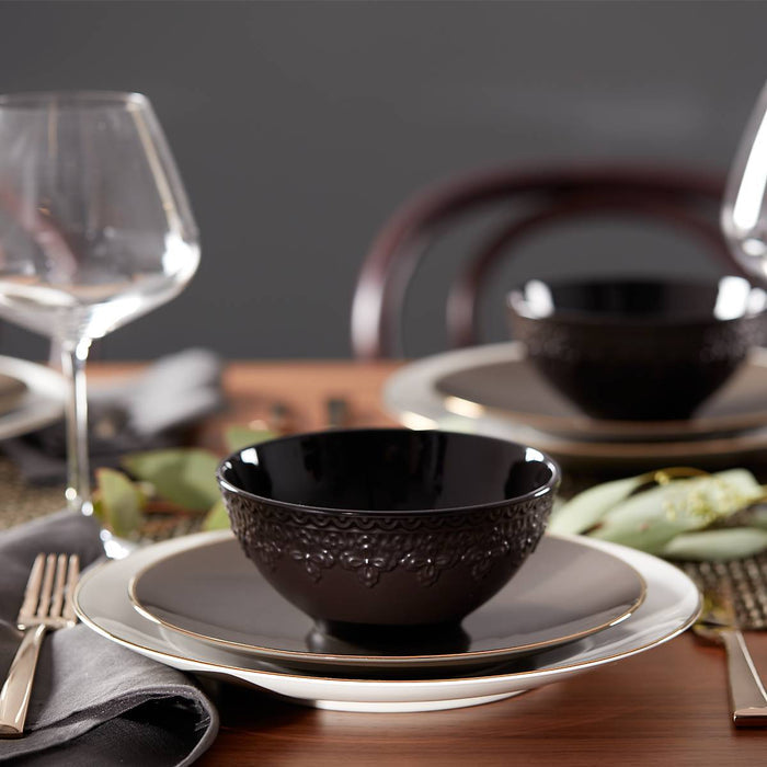 Chelse Muse Fleur Matte Black 4-Piece Bowl Set