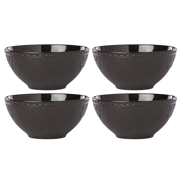 Chelse Muse Fleur Matte Black 4-Piece Bowl Set