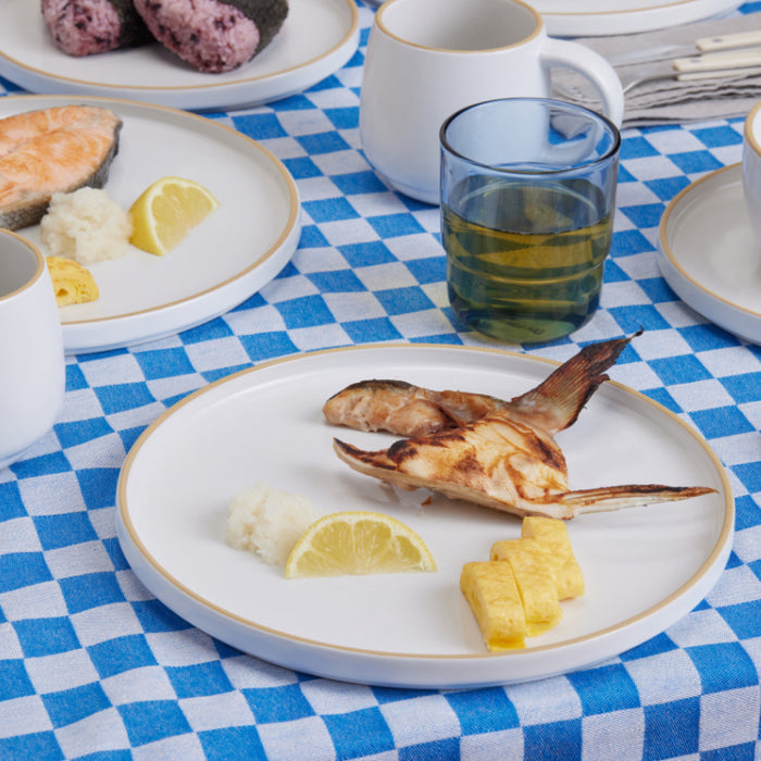 White dinner plate with fish