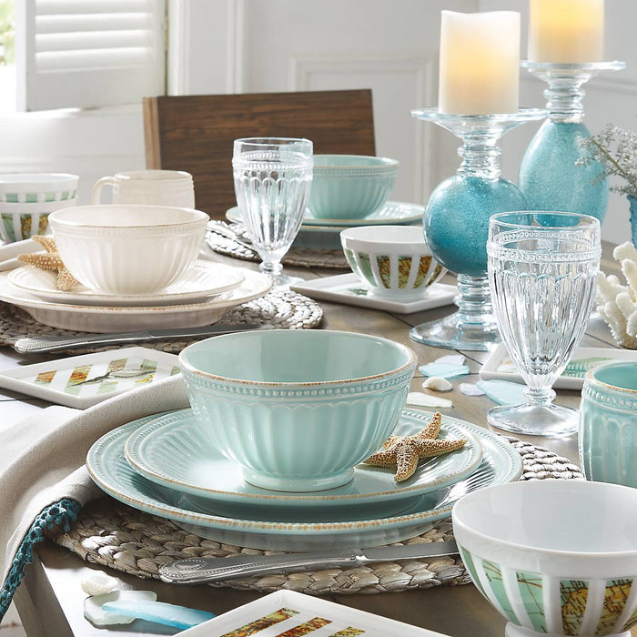 French Perle Groove Ice Blue™ 4pc Place Set