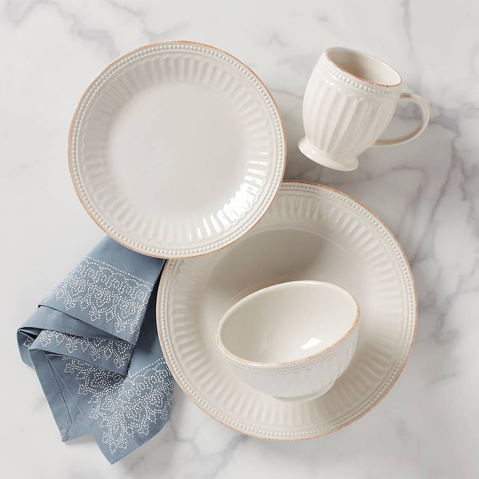 French Perle Groove White™ 4pc Place Setting