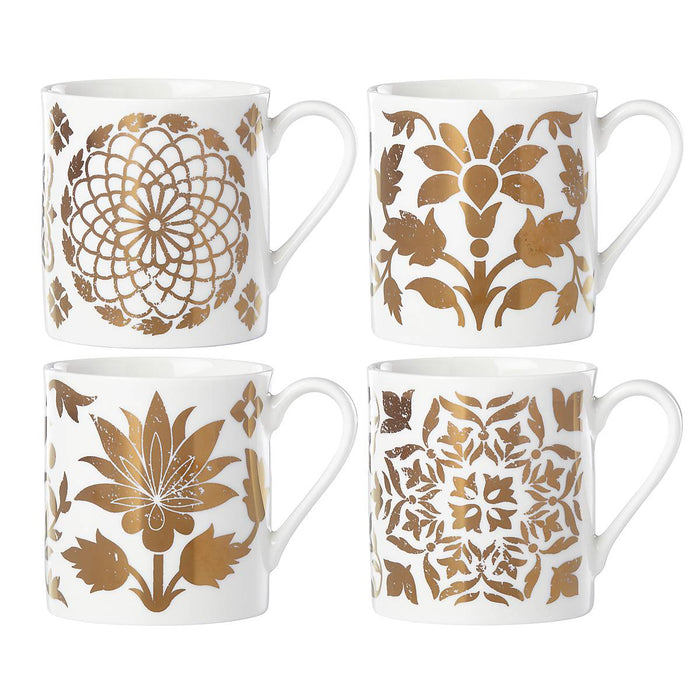 Global Tapestry Gold 4-Piece Mug Set