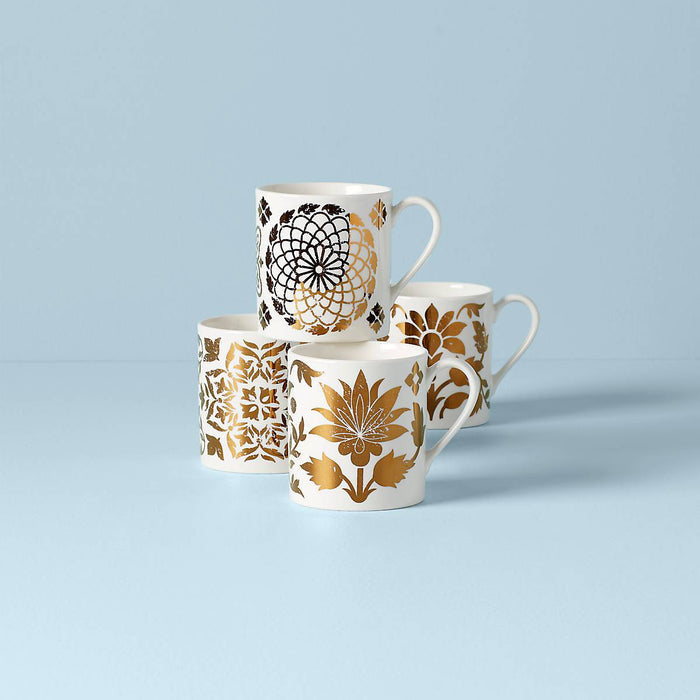 Global Tapestry Gold 4-Piece Mug Set