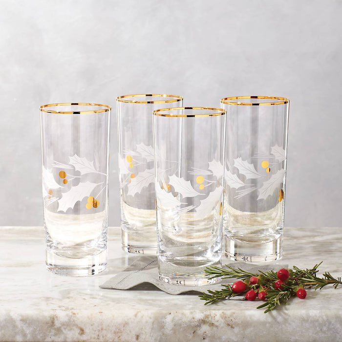 Holiday™ Gold 4-piece Highball Glass Set