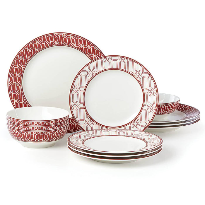 Party Links 12-Piece Red Dinnerware Set
